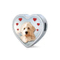 Goldendoodle Dog Print Heart Charm Steel Bracelet