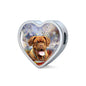 Dogue De Bordeaux Print Heart Charm Steel Bracelet