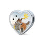 Norwegian Lundehund Print Heart Charm Steel Bracelet