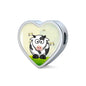 Cute Cow With Butterfly Print Heart Charm Steel Bracelet