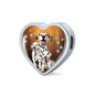 Dalmatian Dog Print Heart Charm Steel Bracelet