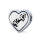 Mustang Horse Art Print Heart Charm Steel Bracelet