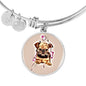 Brussels Griffon Print Circle Pendant Luxury Bangle