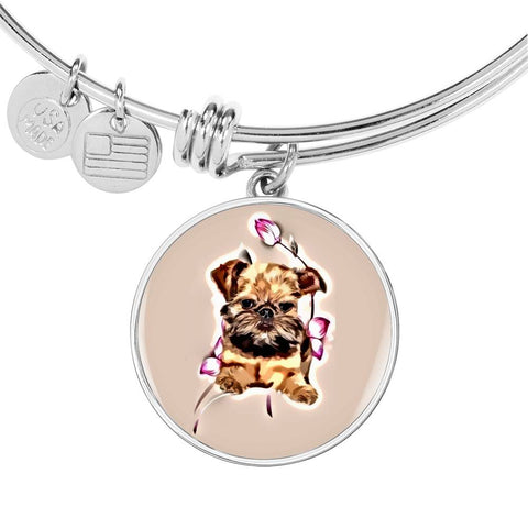 Brussels Griffon Print Circle Pendant Luxury Bangle