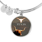 Texas Longhorn Cattle (Cow) Print Circle Pendant Luxury Bangle