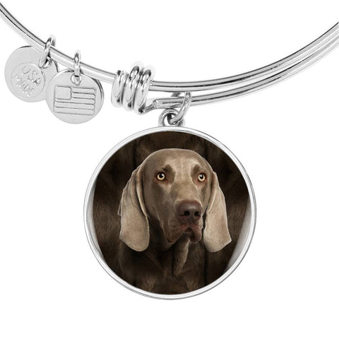 Weimaraner Dog Print Circle Pendant Luxury Bangle