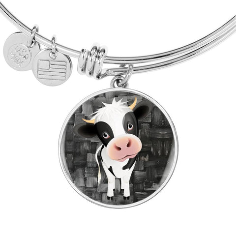 Cow Print Circle Pendant Luxury Bangle
