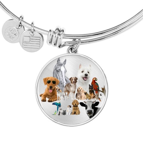 Pets Group Print Circle Pendant Luxury Bangle