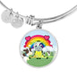 Cute Cow Print Circle Pendant Luxury Bangle