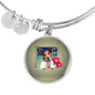 Cute Jack Russell Terrier On Window Print Circle Pendant Luxury Bangle