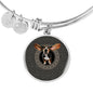 Basset Hound Dog Print Circle Pendant Luxury Bangle