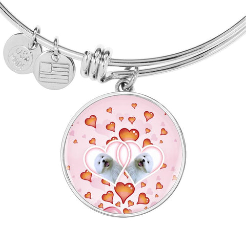 Maltese Dog Print Circle Charm Bangle