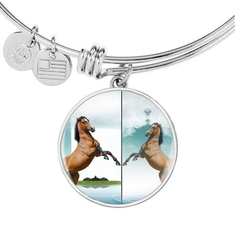 Lusitano Horse Print Circle Pendant Luxury Bangle