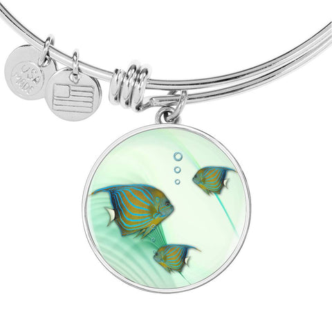 Angelfish Print Circle Pendant Luxury Bangle