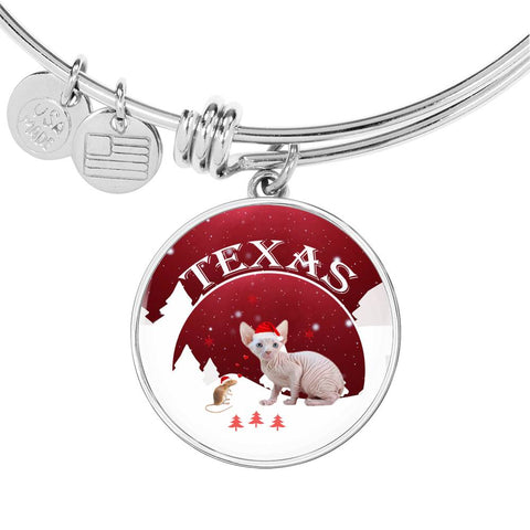 Sphynx Cat Print Circle Pendant Luxury Bangle