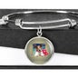 Cute Jack Russell Terrier On Window Print Circle Pendant Luxury Bangle