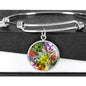 Happy Cats Print Circle Pendant Luxury Bangle