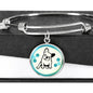 Cute French Bulldog Circle Pendent Luxury Bangle