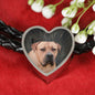 South African Boerboel Dog Print Heart Charm Leather Bracelet