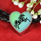 Amazing Horse Vector Print Heart Charm Leather Woven Bracelet