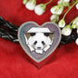 Amazing Panda Vector Art Print Heart Charm Leather Woven Bracelet