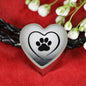 Paw Print Heart Charm Braided Bracelet