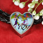 American Quarter Horse Print Heart Charm Leather Bracelet