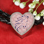 Lovely Horse Art Print Heart Charm Leather Woven Bracelet