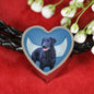 Curly Coated Retriever Print Heart Charm Leather Bracelet