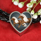 Haflinger Horse Art Print Heart Charm Leather Woven Bracelet