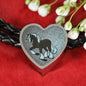 Clydesdale Horse Print Heart Charm Leather Bracelet
