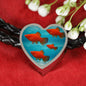 Southern Platyfish Fish Print Heart Charm Braided Bracelet