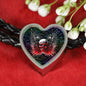 Gun And Skull Print Heart Charm Leather Woven Bracelet