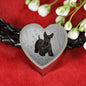 Scottish Terrier Print Heart Charm Leather Bracelet