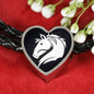 Friesian Horse Vector Art Print Heart Charm Leather Woven Bracelet