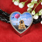 Spanish Mastiff Dog Print Heart Charm Leather Bracelet