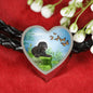 Barbet Dog Print Heart Charm Leather Bracelet