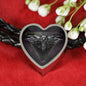 Amazing Eagle Print Heart Charm Leather Woven Bracelet
