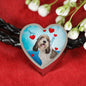 Petit Basset Griffon Vendeen Print Heart Charm Braided Bracelet