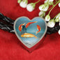 Goldfish Print Heart Charm Leather Bracelet