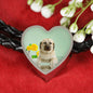 Anatolian Shepherd Dog Print Heart Charm Leather Bracelet