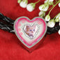Cute Kitten Print Heart Charm Leather Woven Bracelet