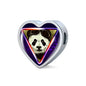 Cute Panda Art Print Heart Charm Leather Woven Bracelet