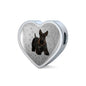 Scottish Terrier Print Heart Charm Leather Bracelet