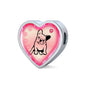 Cute French Bulldog Print Heart Charm Leather Woven Bracelet