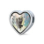 Lovely Korat Cat Print Heart Charm Leather Woven Bracelet