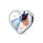 Amazing Colorful Boston Terrier Print Heart Charm Leather Bracelet