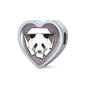 Amazing Panda Vector Art Print Heart Charm Leather Woven Bracelet