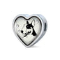 Bull Terrier Dog Print Heart Charm Leather Woven Bracelet