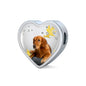 Golden Retriever Print Heart Charm Braided Bracelet
